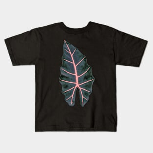 PixDezines Watercolor Dark Blue Pink Spine Caladium Kids T-Shirt